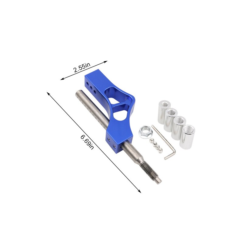 4 Color Aluminum Adjustable Height Lever Car Gear Shift Knob Extender Shifter Extension Single Bend Car Shifter Extender: blue