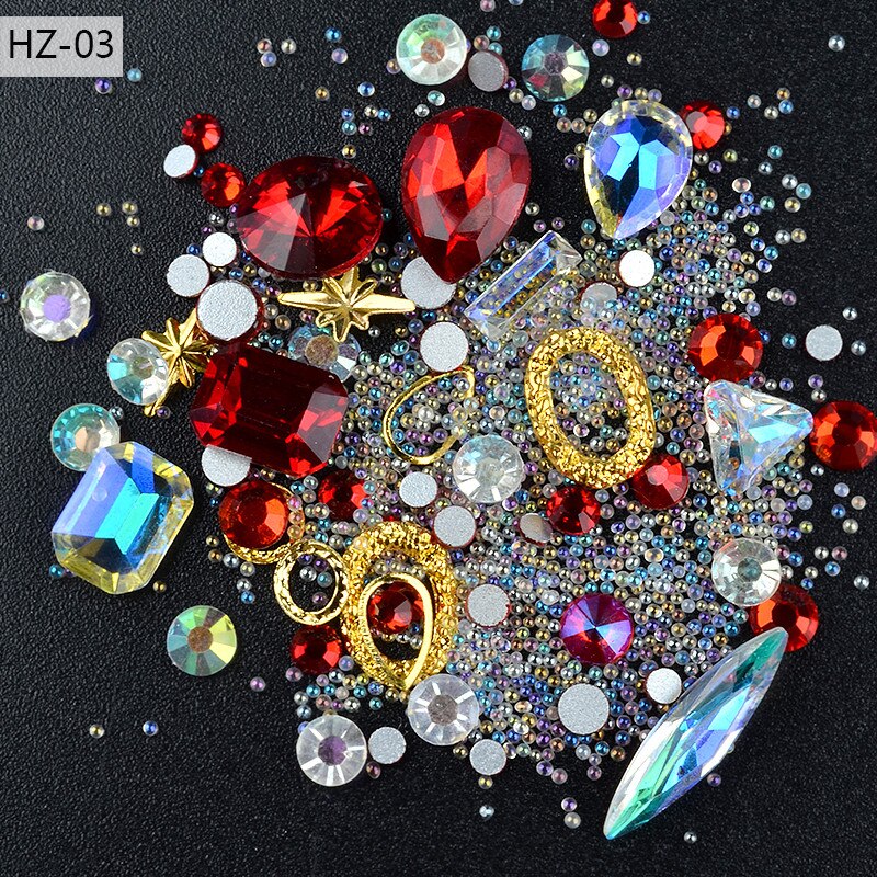 3D Nail Art Decoration Accessories 1 Box Mixed Color Crystal Nail Small Irregular Rhinestone Sequins Multi Styles: 03-HZ03