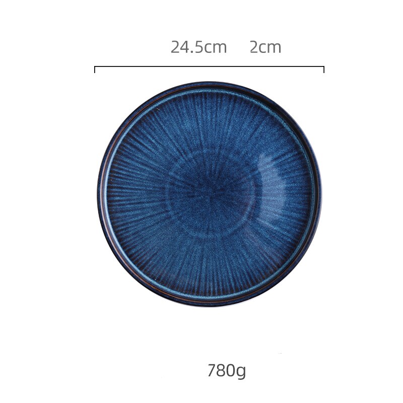 Blue Color Ceramic Tableware Home Flat Plate Deep Steak Dish Breakfast Dinner Plate Big Bowl Dinnerware Set Dish SetDinnerware: 10inch Round Plate