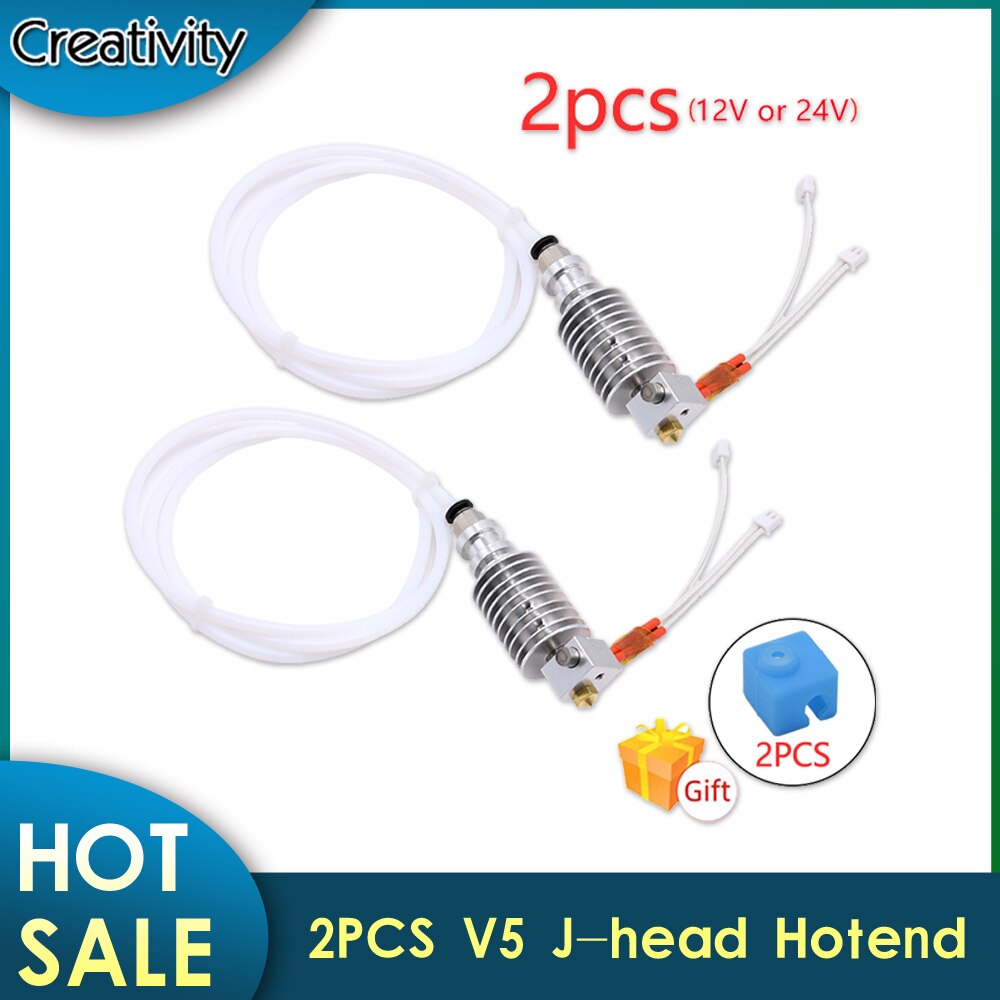 2Pcs V5 J-Head Hotend Kit E3D Bowden Extruder V5 Heater Blok 12/24V Voor Anycubic i3 Mega/Chiron 3D Printer Onderdelen Vs V6 Hotend