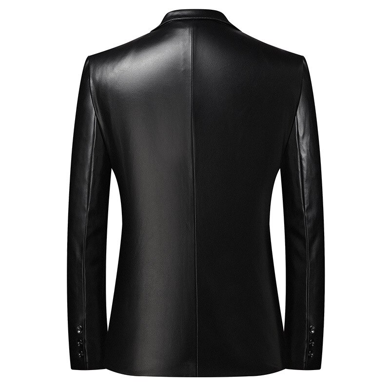 Plus storlek 6xl 7xl 8xl herr läder kostym jacka höst klassisk svart business casual lösa pu rockar manligt märke