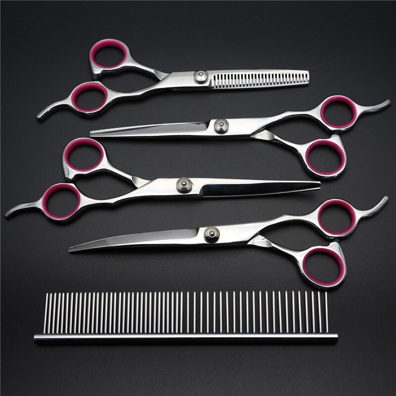 7.0 inch Pet Grooming Scissors Set Straight Curved Shears Cat Dog Cutting Thinning Tesoura for Groomer