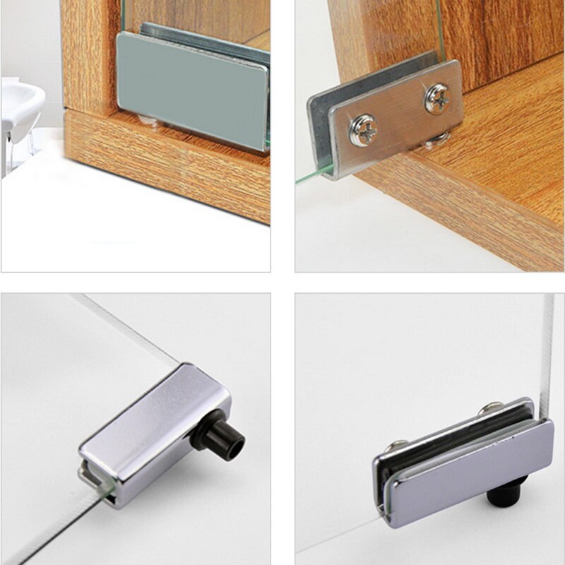 2PCs Glass Door Pivot Hinge for Free Swinging Glass Doors Polished Chrome Cabinet Wardrobe Cabinets Bookcases Clamp Clip