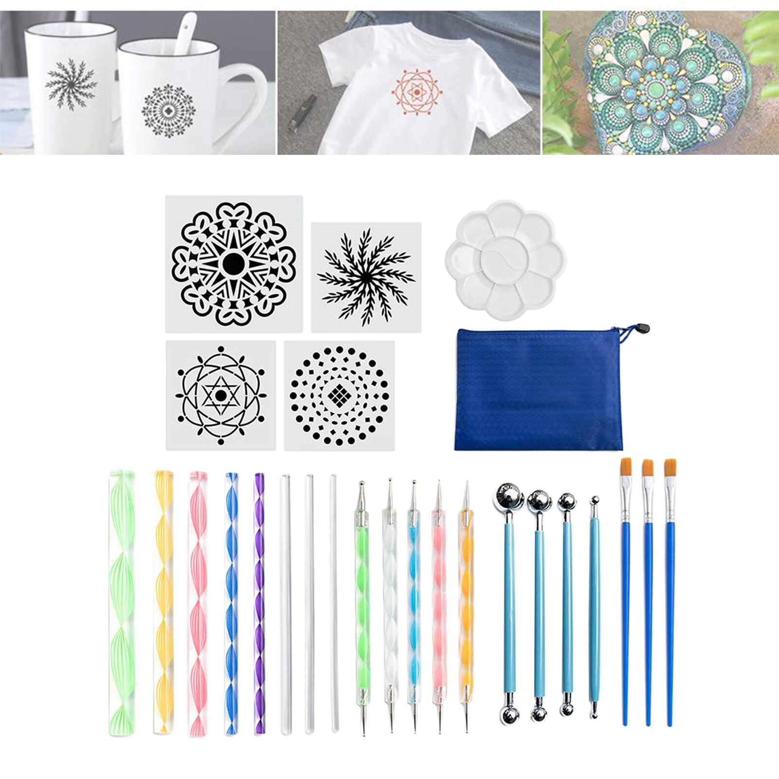 25Pcs Mandala Dotting Tools DIY Rock Painting Kits Dot Art Pen Paint Stencil