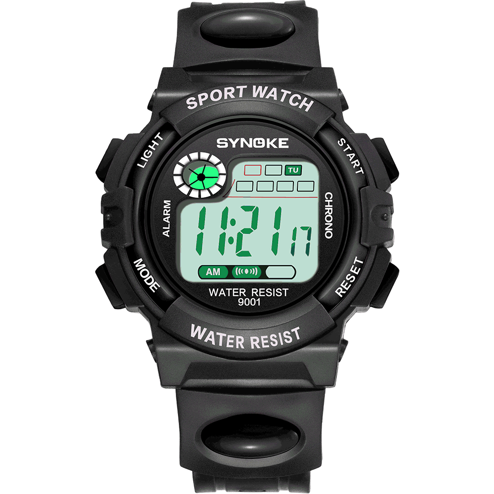 Waterdichte Synoke Kinderen Horloge Cartoon Kinderen Horloges Jongens Outdoor Digitale Kids Sport Terug Light Schokbestendig Kleurrijke A33: Black