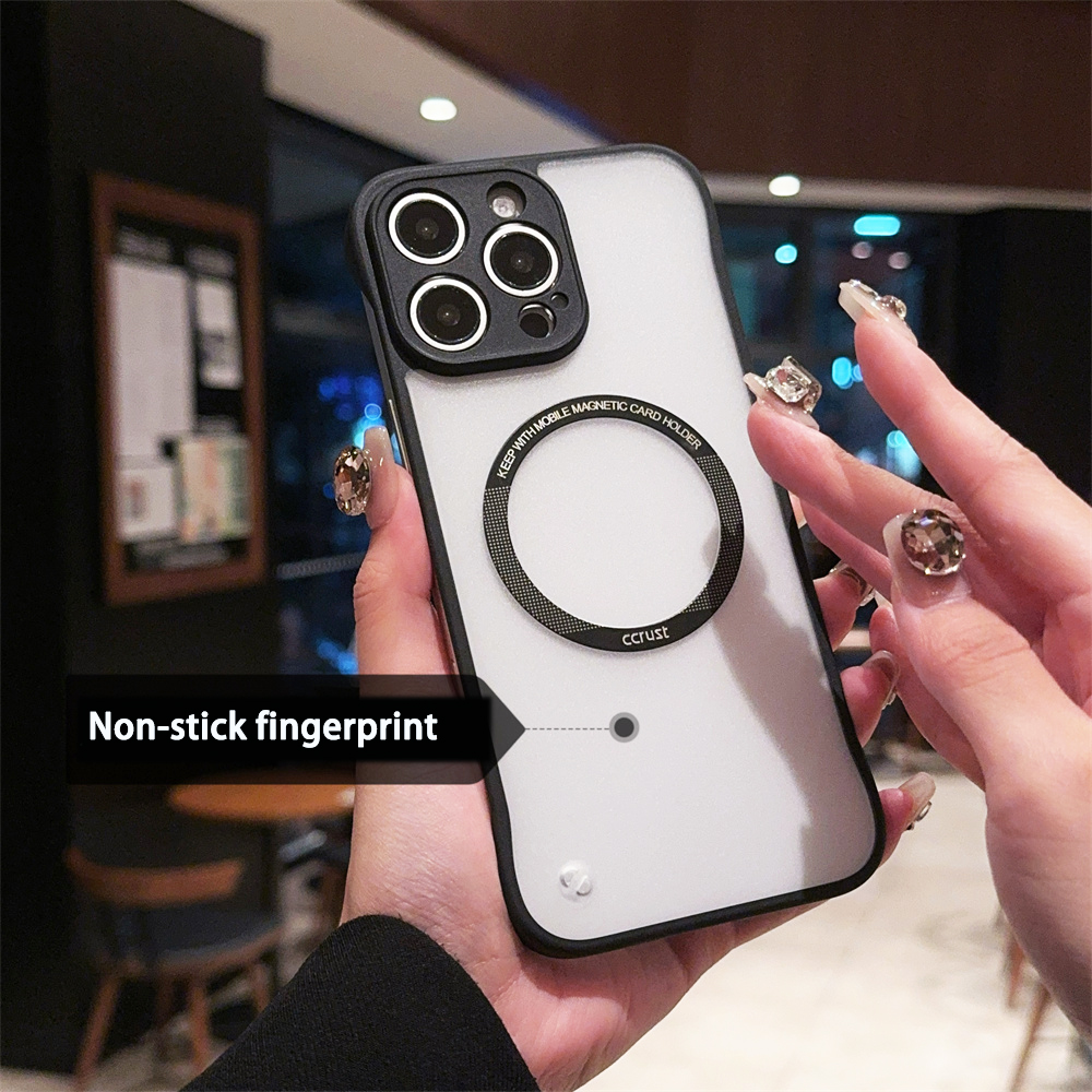 Ultra Slim Magnetische Doorschijnende Frameloze Telefoon Case Voor iPhone 13 14 15 16 Pro Max Camera Bescherming Draadloos Opladen cover