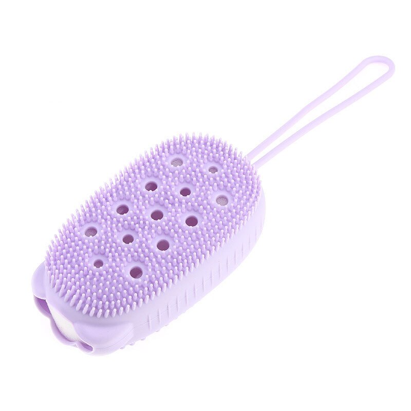 Cepillo de baño de burbujas de silicona, , doble cara, masaje, cuero cabelludo, cepillo para masajes de baño, limpieza de la piel, cepillos para ducha,: Morado
