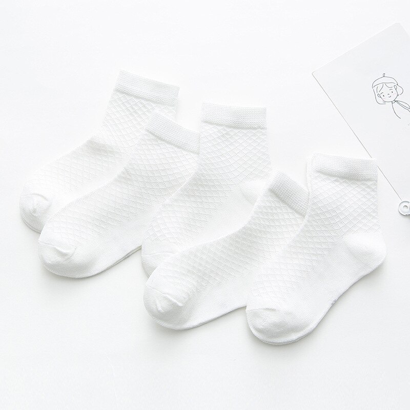 5 Pairs/lot Summer Boys Girls Socks Set Thin Cotton Mesh Non Slip Cool Socks for Kids 3-12 Years