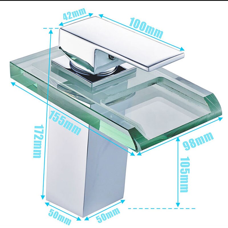 Grifo de lavabo LED, cascada de latón, cambio de colores de temperatura, grifo de Mezclador de Baño montado en cubierta, grifos de vidrio para lavabo