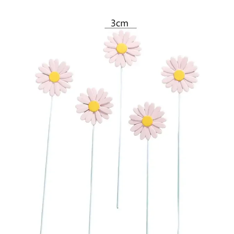 1/5 stk. kagetopper marguerit blomst sløjfe kageplugin cupcake dessertdekoration bagetilbehør fødselsdag babyshower festdekoration: Hvid