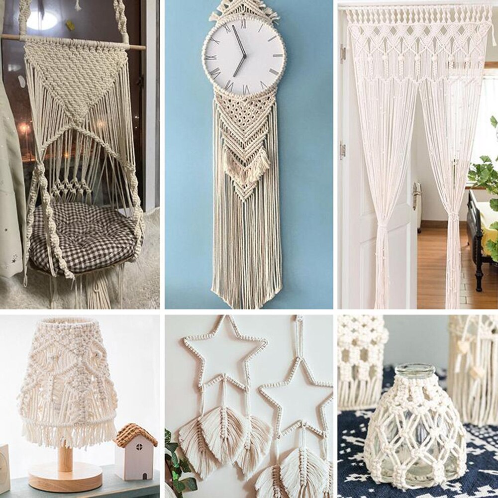 Macrame Cord, 1/2/3/4/5/6/8/10mm Natual Cotton Macrame Rope Twisted Cotton Cord for DIY Craft Making Plant Hangers Wall Hangings