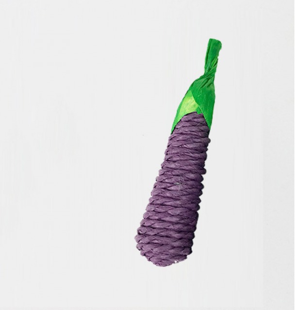 Juguete para morder para hámster, conejo, zanahoria, maíz, rábano, juguetes molares tejidos, limpieza de dientes de conejillo de indias, suministros para mascotas pequeñas: eggplant