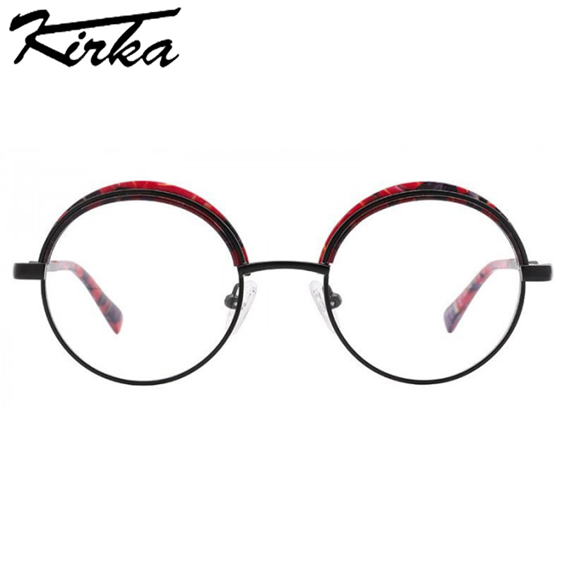 Kirka Runde Brille Rahmen handgefertigt Brillen Männer Jahrgang Frau Metall Gläser Computer Optik Frauen Photochrome Brillen Rahmen: MW6003 C3