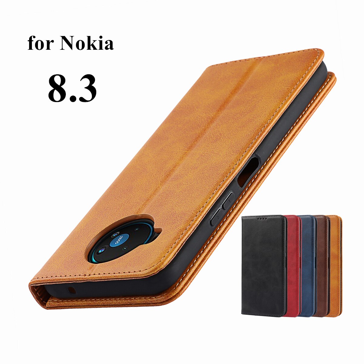 Premium skórzany futerał na telefon Nokia 8 V 5G UW / 8.3 5G etui z klapką etui na karty magnetyczne przyciąganie okładka portfel biznes