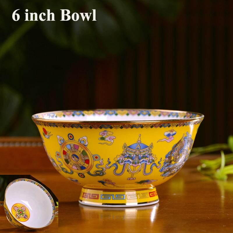 4.5/5/6/8 Inch Vintage Chinese Traditie Keramische Servies Soep Rijstkom Jingdezhen Bone China Ramen Bowls Salade mixing Bowls: M (1PC 6inch Bowl)