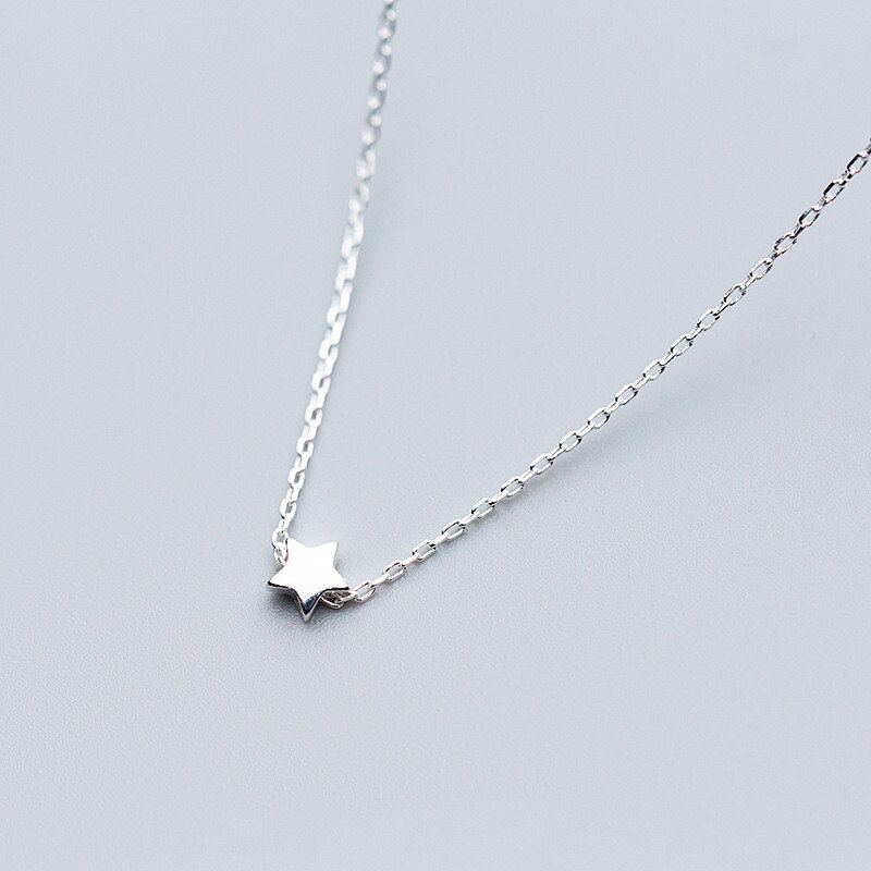 INZATT Minimalist Pendant Necklace Geometric Star Smooth Metal Chain For Women Engagement 925 Sterling Silver Jewelry: Default Title