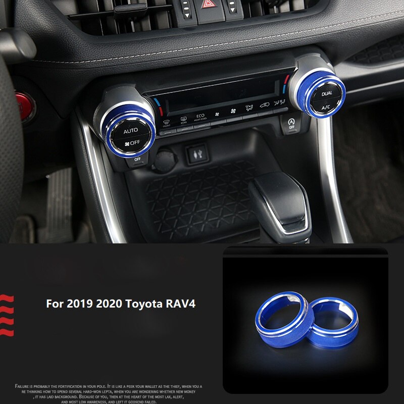 For Toyota RAV4 Car AC Climate Control Knob Trim Button Cover Auto Accessories 2Pcs Car AC Control Knob Cover: blue / 1 pcs