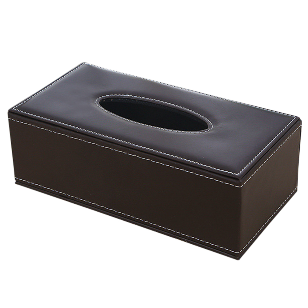 Hjem pu læder store anti-fugt rektangulære tissuepapir serviet boks sag husstand kontorholder 24 x 13 x 9.5cm: Kaffe