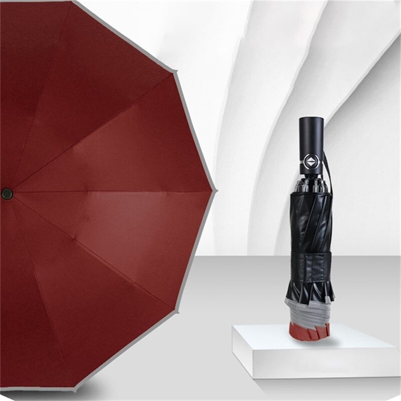 Only Jime Automatic Reverse Umbrella Windproof Umbrellas Folding Waterproof Folding Reverse Umbrella Rain Gear: Red