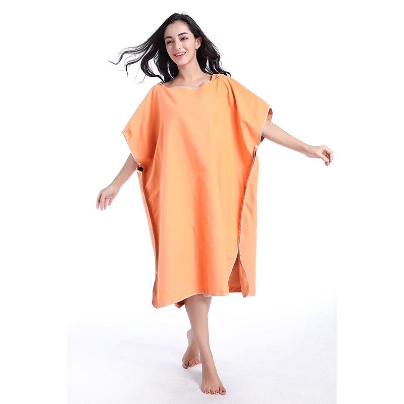 Zipsoft-albornoz con capucha para hombre y mujer, de secado rápido Toalla de microfibra, Poncho para playa y piscina, fácil de cambiar