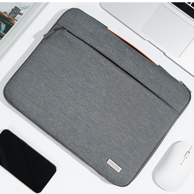 Pc-veske med flere lommer til macbook air 15.3, pc-veske til macbook pro 13 14 16, støtsikker pc-veske til dell/xiaomi: 14- tommer / Grå