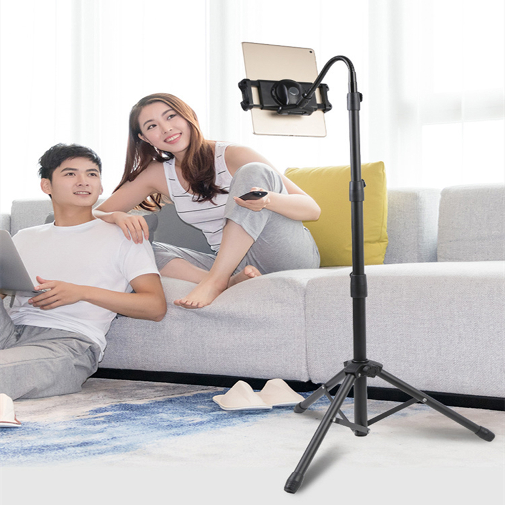 4.7-12.9 inch Flexible Tripod Floor Stand for iPad iPhone Foldable Adjustable Tablet Phone 360° Rotating iPad Tripod Mount