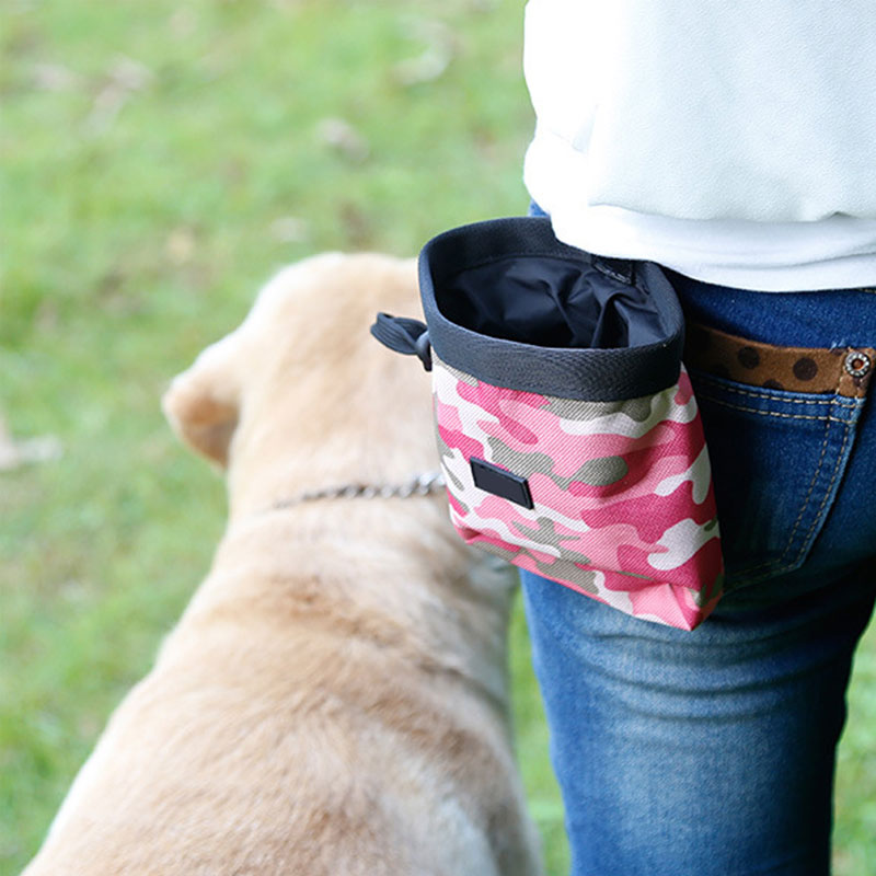 Grønn/rosa kjæledyr hund valp veske gå mat godbit snack bag smidighet agn treningslommer midje oppbevaring hold mat container bag