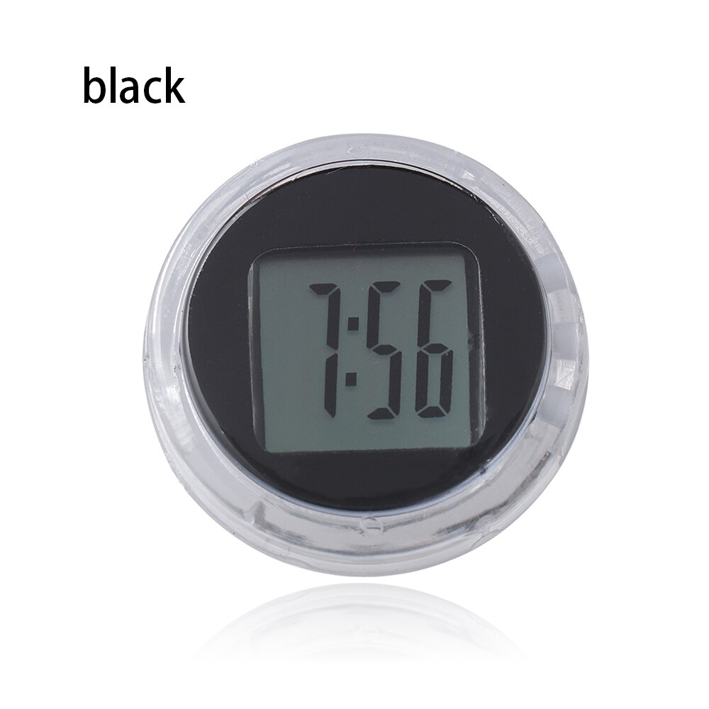 Mini relojes para motocicleta, reloj Digital resistente al agua con soporte para motocicleta, estilismo para coche, 1 ud.: Black