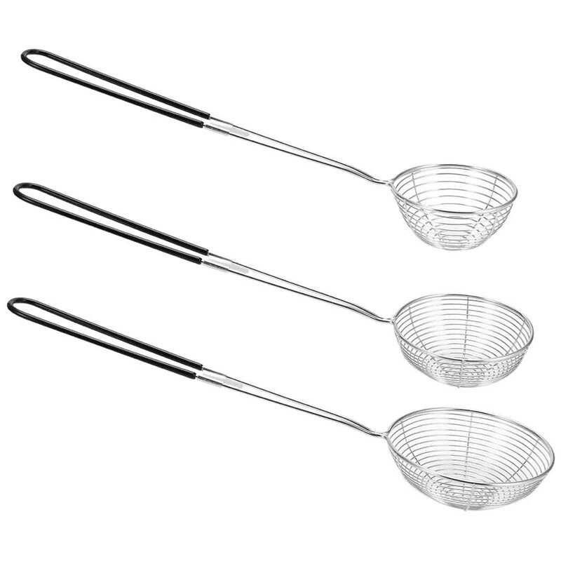 Stainless Steel Spider Strainer Skimmer Spoon Long Handle Wire Skimmer Ladle For Kitchen Frying Cooking Pasta Chip Noodles Scoop