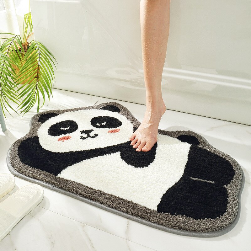 Panda form mikrofiber bademåtte super blød absorberende badeværelse dørmåtte tæppe soveværelse køkken skridsikker gulvmåtte: Panda / 50 x 80cm