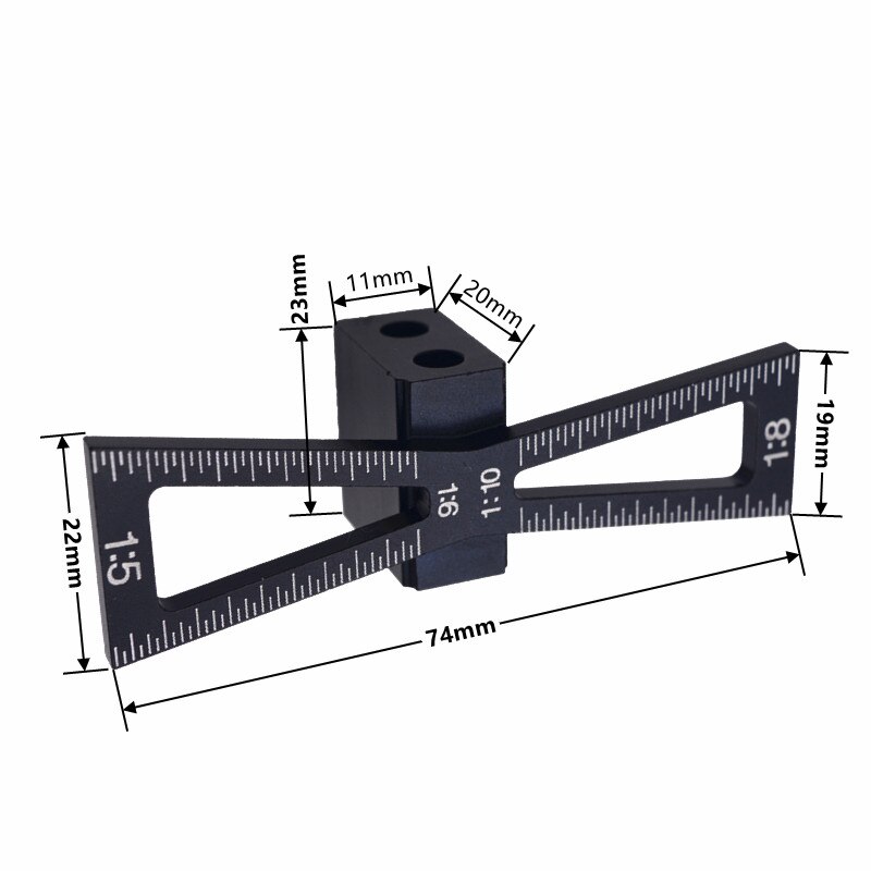 Svalehale jig hjul markeringsmåler værktøjssæt træbearbejdning skribent aluminiumslegering lineær tegning indstik måling lineal træsamlinger: Sæt f