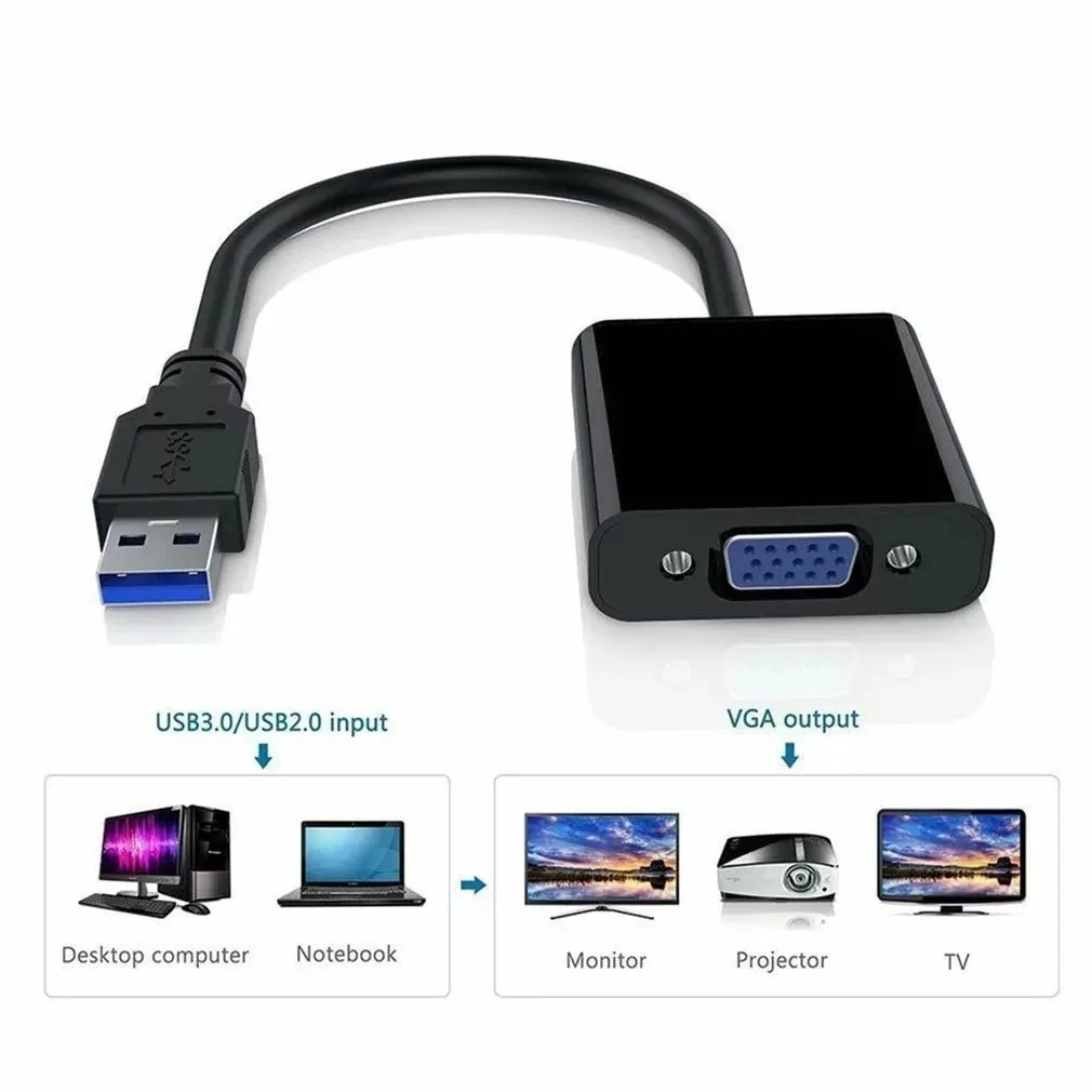 Usb til vga-adapter usb 3.0 to vga eksternt grafikkort multidisplaykonverter videokabel til bærbar pc skærm projektor