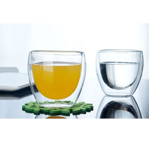150-450ML Glass Coffee Mug Clear Double Wall Insulated Thermal Tea Cup Drinking
