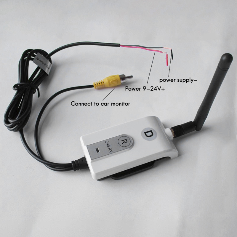 2.4g draadloze rca-videozenders en -ontvangers voor 24v vrachtwagens, voertuigen, auto's, achteruitrijmonitoren, dvd-spelers en achteruitrijcamera's