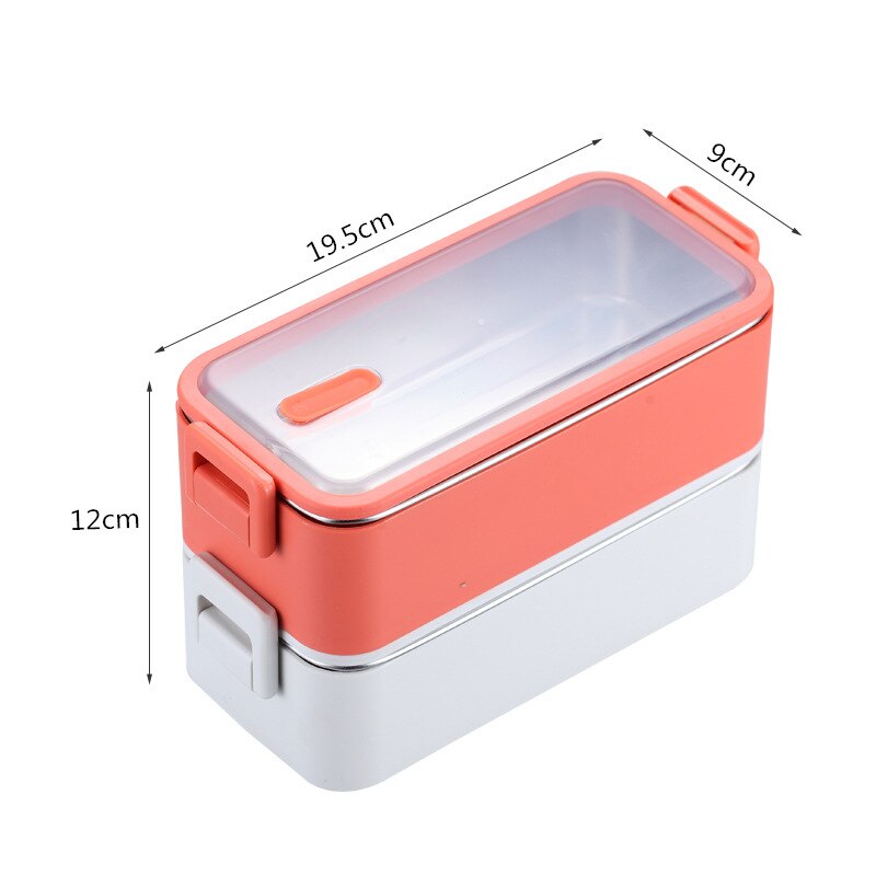 1100ml Double Layer Stainless Steel 304 Lunch Box Leak-proof Bento Boxes Microwave Adult Student Food Storage Container BPA Free: Orange