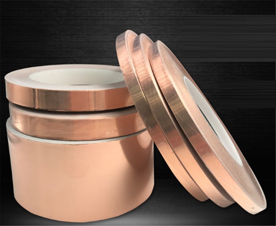 30 mètres X 5MM 30 mètres X 10MM simple côté conducteur feuille de cuivre bande adhésive EMI protégeant la chaleur résister bande 1psc/roll