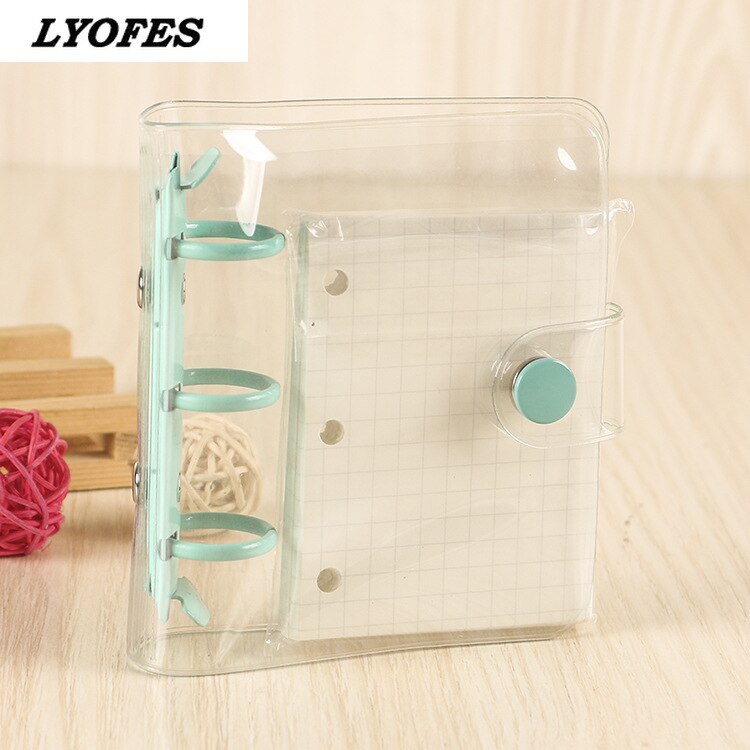 Kawaii Mini Pocket 3 Ring Loose-leaf Diary Notebook Binder Journal Agenda Book Birthday Set Korean School Stationery: green