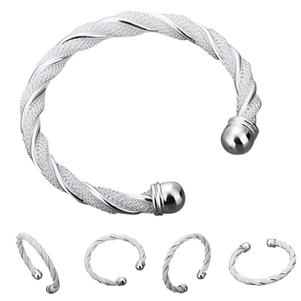 Frauen's Einfache Silber Überzogene Twist Manschette Armreif Öffnen Armbinde Schmuck Öffnung Armreif Schmuck Einfache