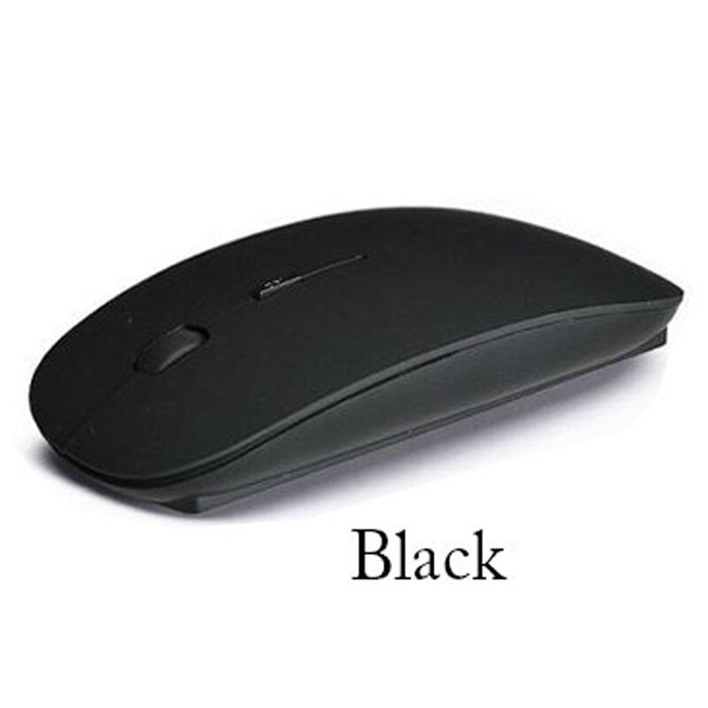 Sugar Color Ultra Thin USB Optical Wireless Mouse 2.4G Receiver Super Slim Mouse For Computer PC Laptop Desktop: Black