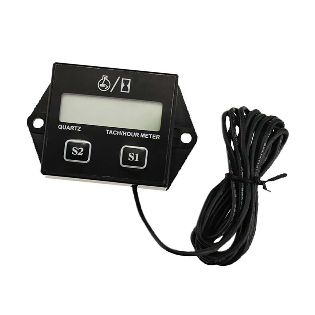 Digital Engine Tach Tachometer Hour Meter for Motorcycle ATV Boat Spark Plugs with Replaceable Battery