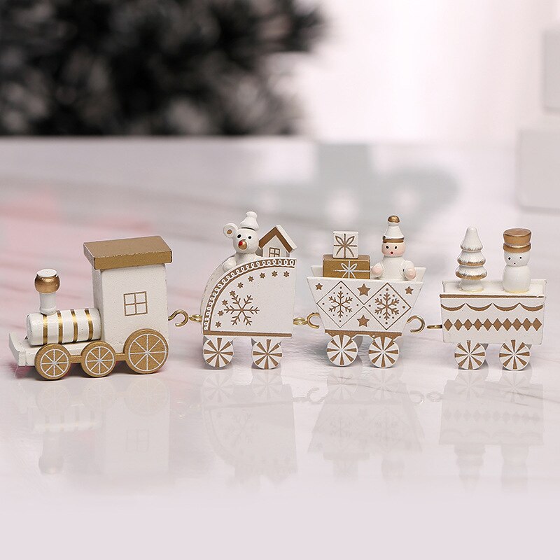 Cute Christmas Wood Small Train Toy Festival Home Decoration Christmas Innovative for Kids Children Navidad 2021Childrens: Y01220 White Four
