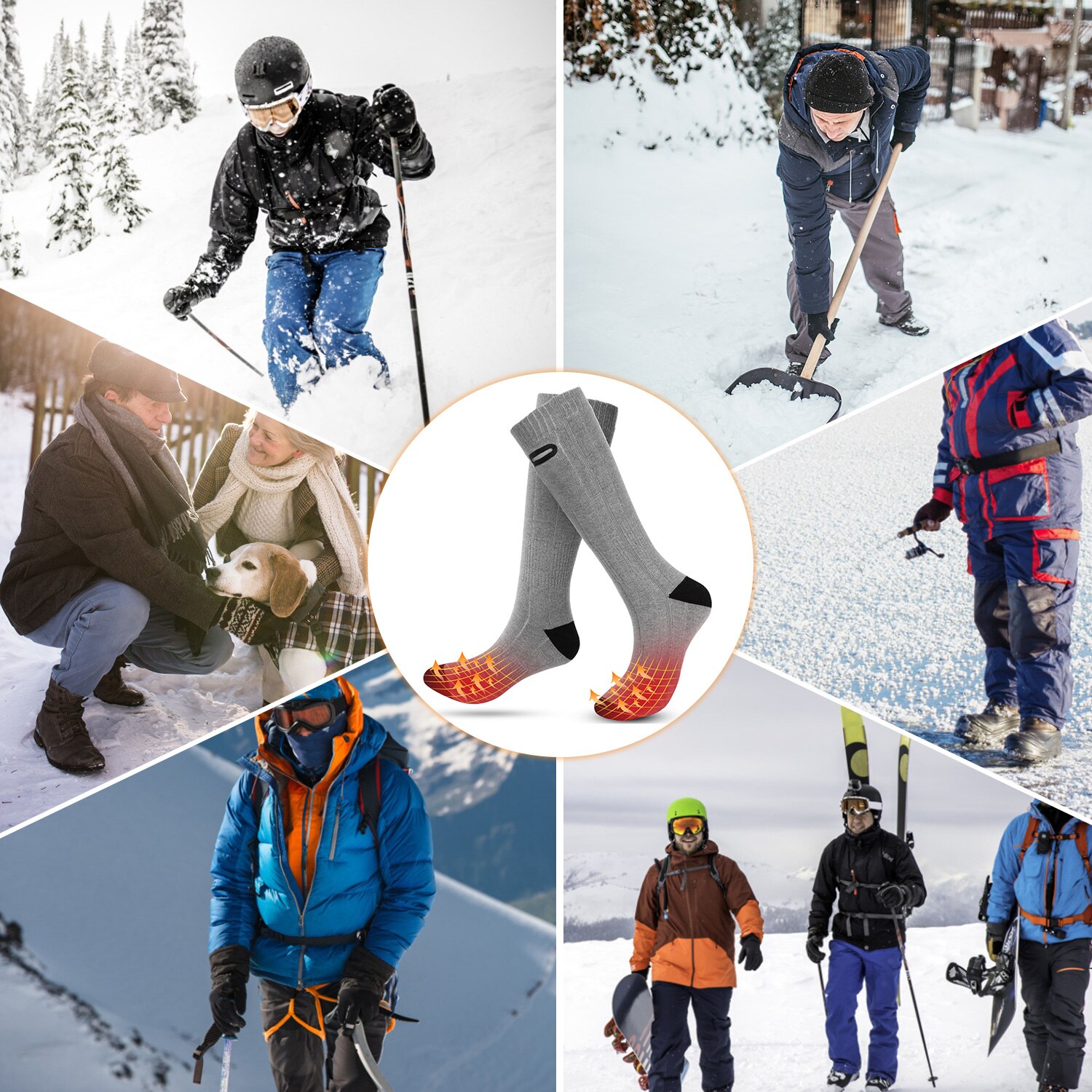 Hiver chauffage chaussette élastique résistant à l'eau électrique chauffé ensemble de chaussettes en plein air thermique chaussettes pour équitation Camping randonnée