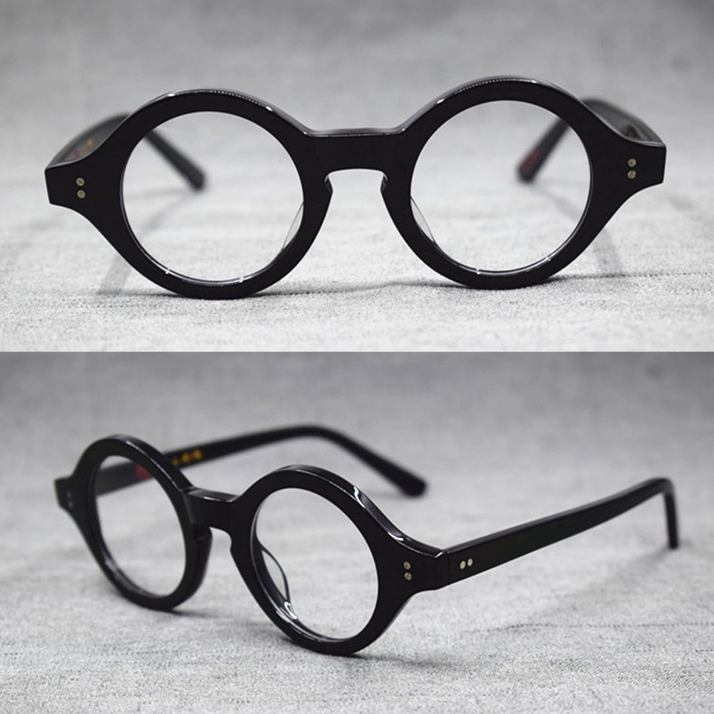 Vintage Hand Made Small 38mm Round Full Rim Eyeglass Frames Acetate unisex Optical Myopia Rx able Glasses