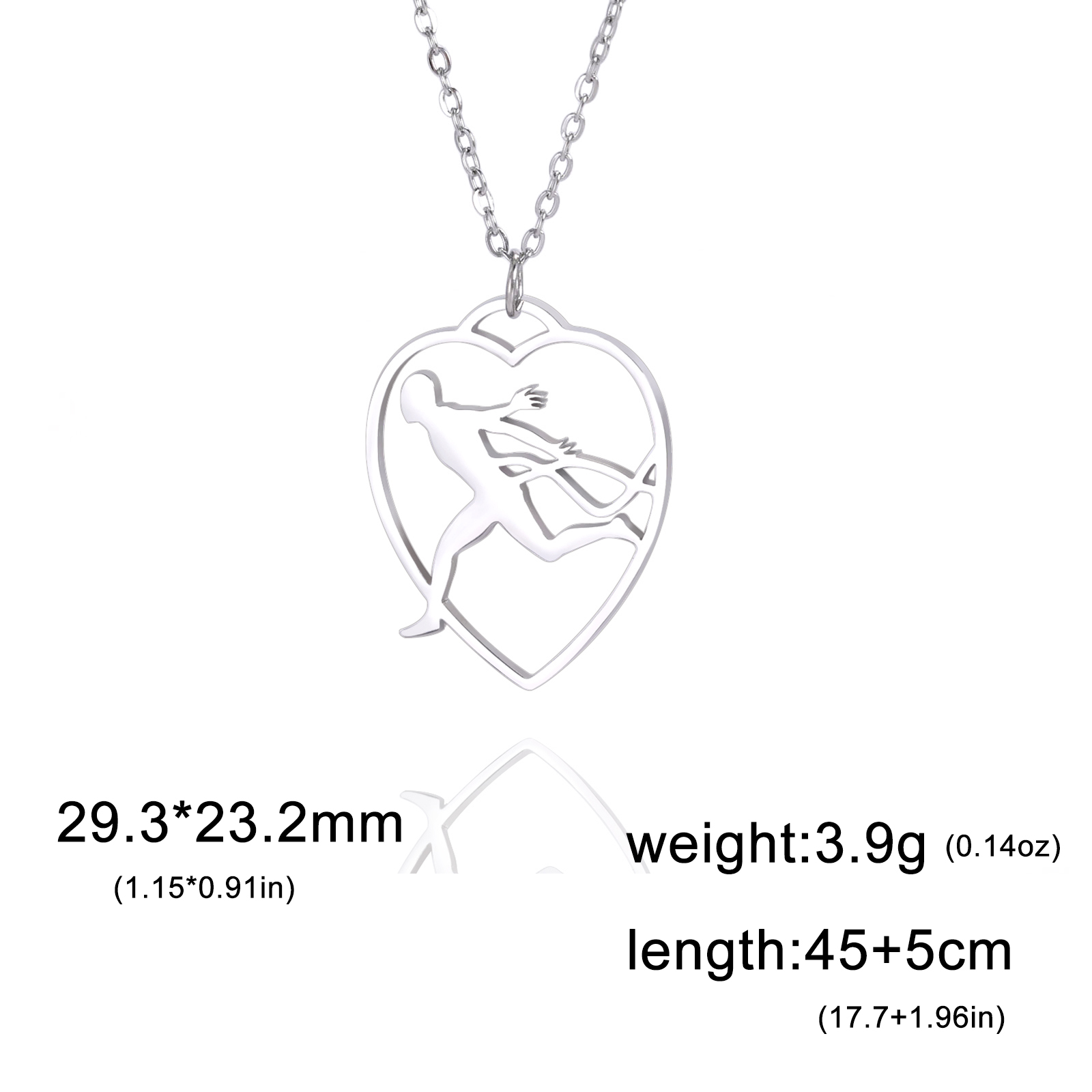 Trendy Gymnastics Taekwondo Sports Pendant Necklace Stainless Steel Hearts Round Shape Necklaces For Women Party Jewelry: Steel color