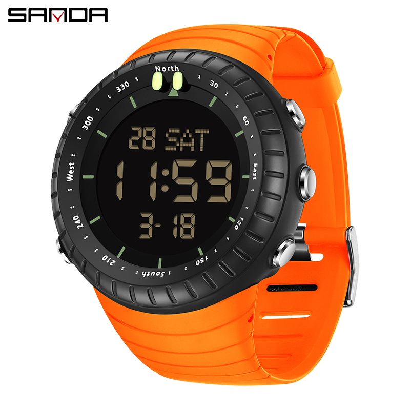 SANDA-reloj electrónico deportivo para estudiantes, cronógrafo Digital multifuncional, resistente al agua, LED, cuenta atrás, a prueba de golpes, 6184: Oro