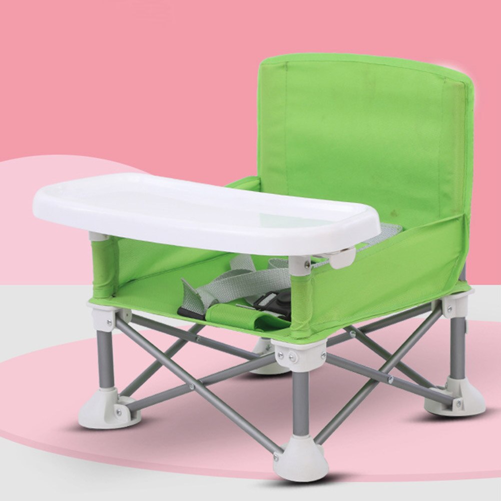 Justerbar rem græsplæne aftagelig aluminiumslegering højstol børn spisestol bærbar sammenklappelig camping med bakke strand: Grøn