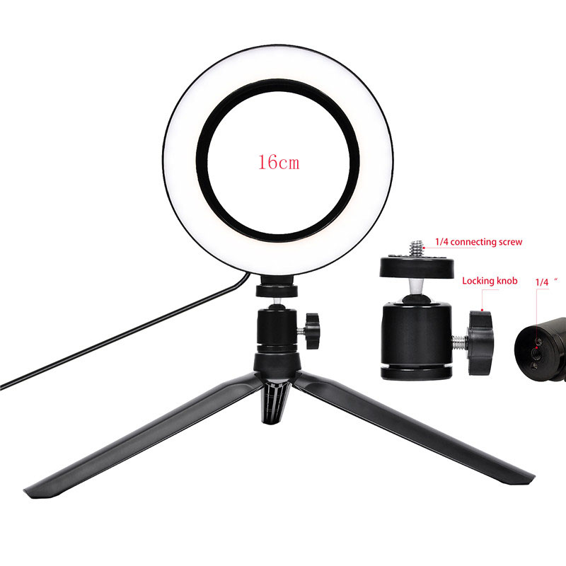 fosoto 16cm/26cm Photographic Lighting 3200K-5500K Dimmable Led Ring Light Lamp Photo Studio Phone Video Beauty Makeup camera: Red