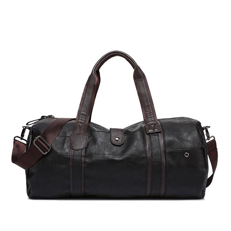 Sac de Sport cylindrique en cuir Pu souple pour hommes, sac de Sport, de Yoga, de voyage, à bandoulière, noir, marron: Black