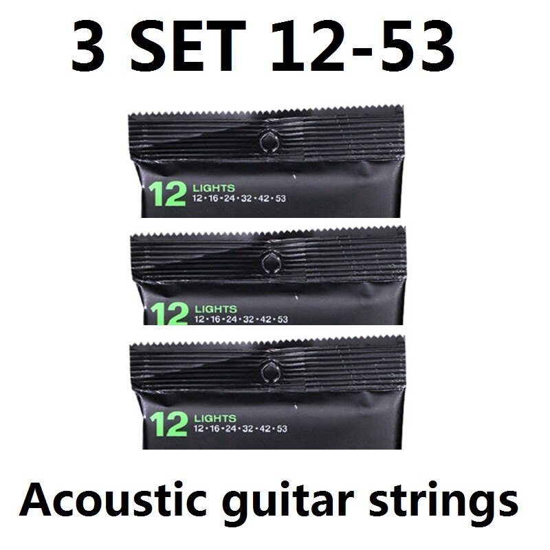 3 kpl sähkökitaran kielet 09 010 011,  akustisen kitaran kielet 010 011 012: 3 settiä akustista 12-53
