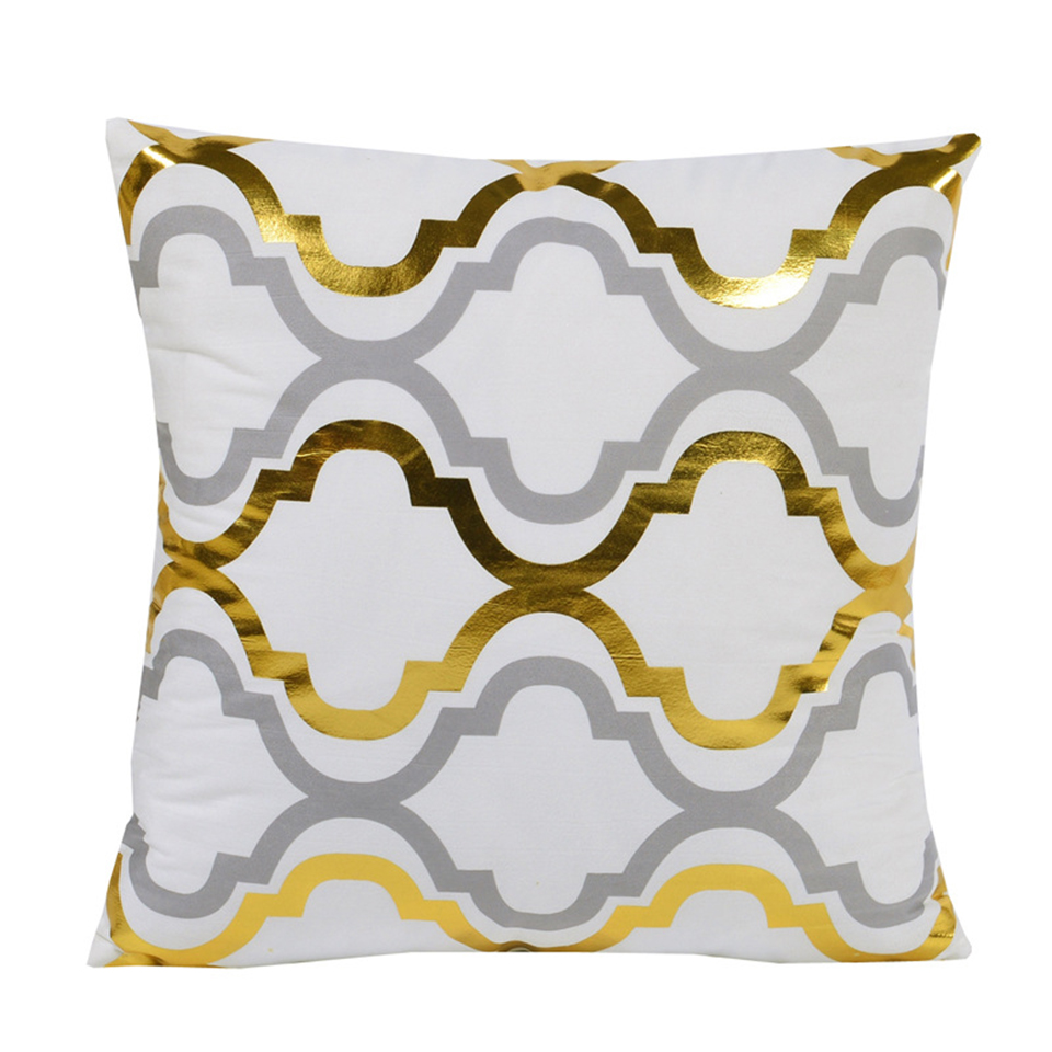 BeddingOutlet Bronzing Kussenhoes Goud Zwart Wit Kussensloop Geometrische Decoratieve Kussensloop Sofa Blad Kussenslopen 45x45